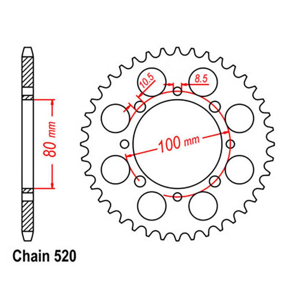 REAR SPROCKET - STEEL 43T 520P D/D (32-113-43)