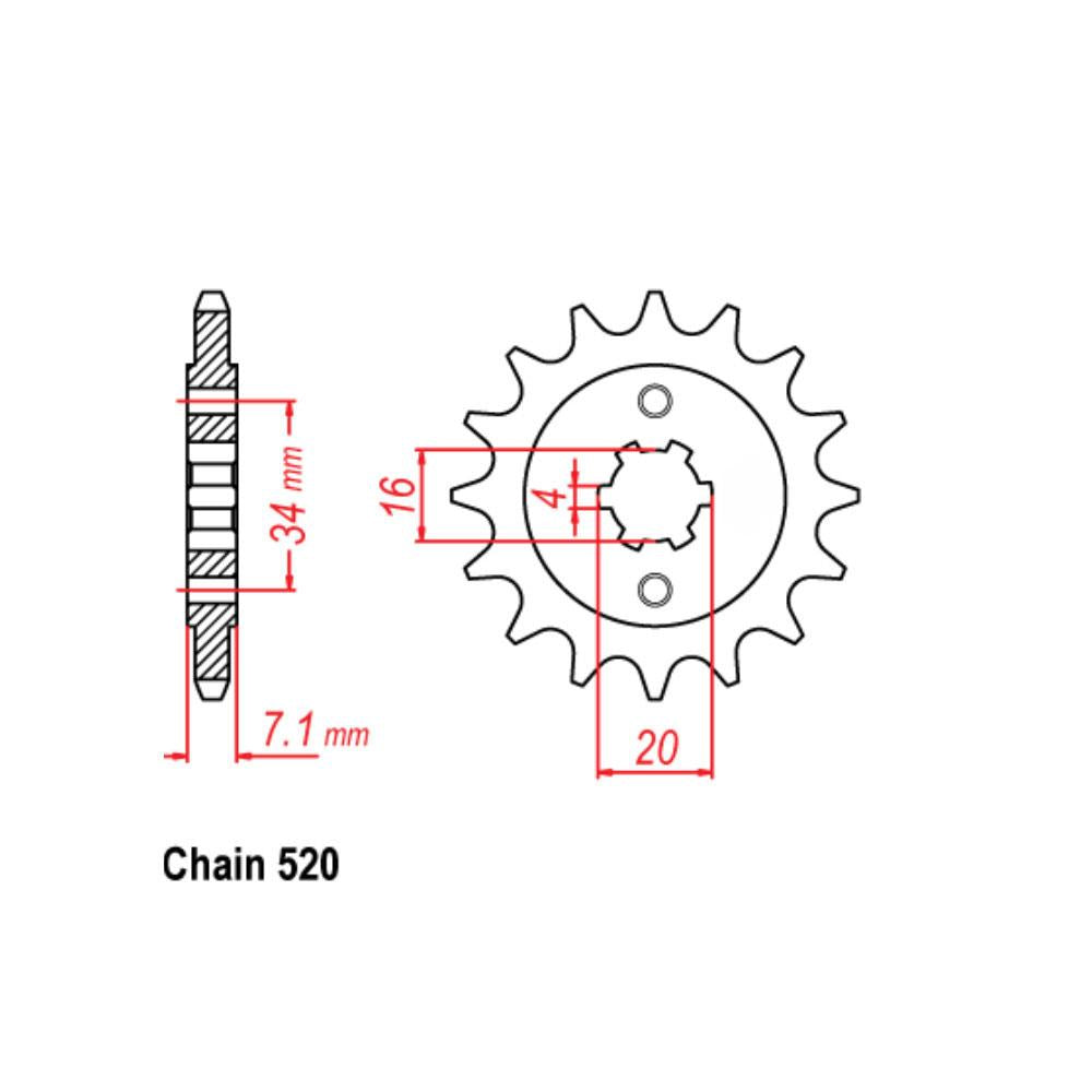 FRONT SPROCKET - STEEL 15T 520P (41-K06-15)