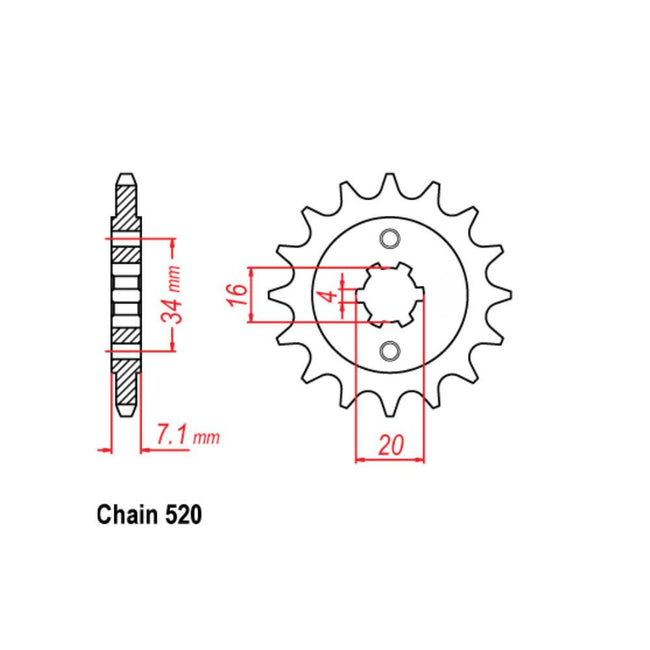 FRONT SPROCKET - STEEL 15T 520P (41-K06-15) Hover Image