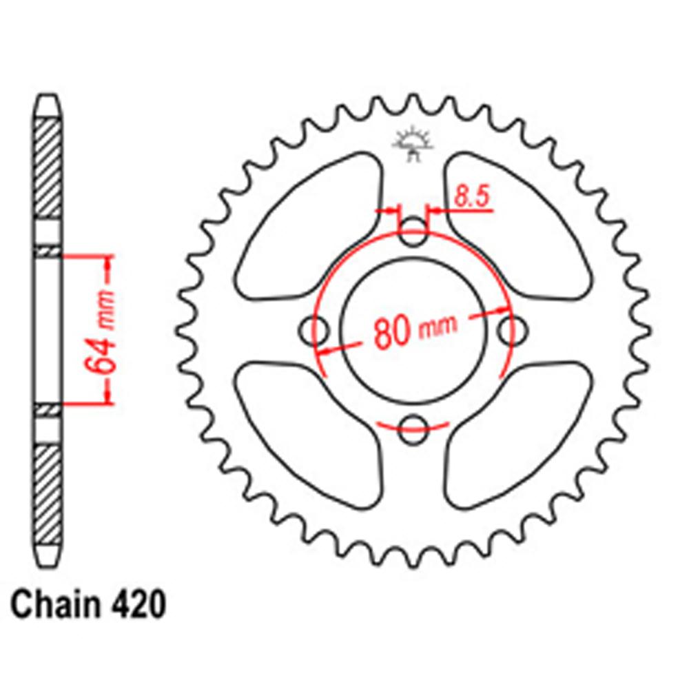 REAR SPROCKET - STEEL 45T 420P (32-2U2-45)