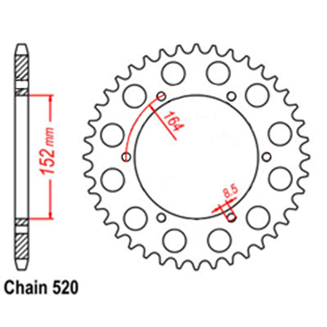 REAR SPROCKET - STEEL 40T 520P (32-2H0-40) Hover Image
