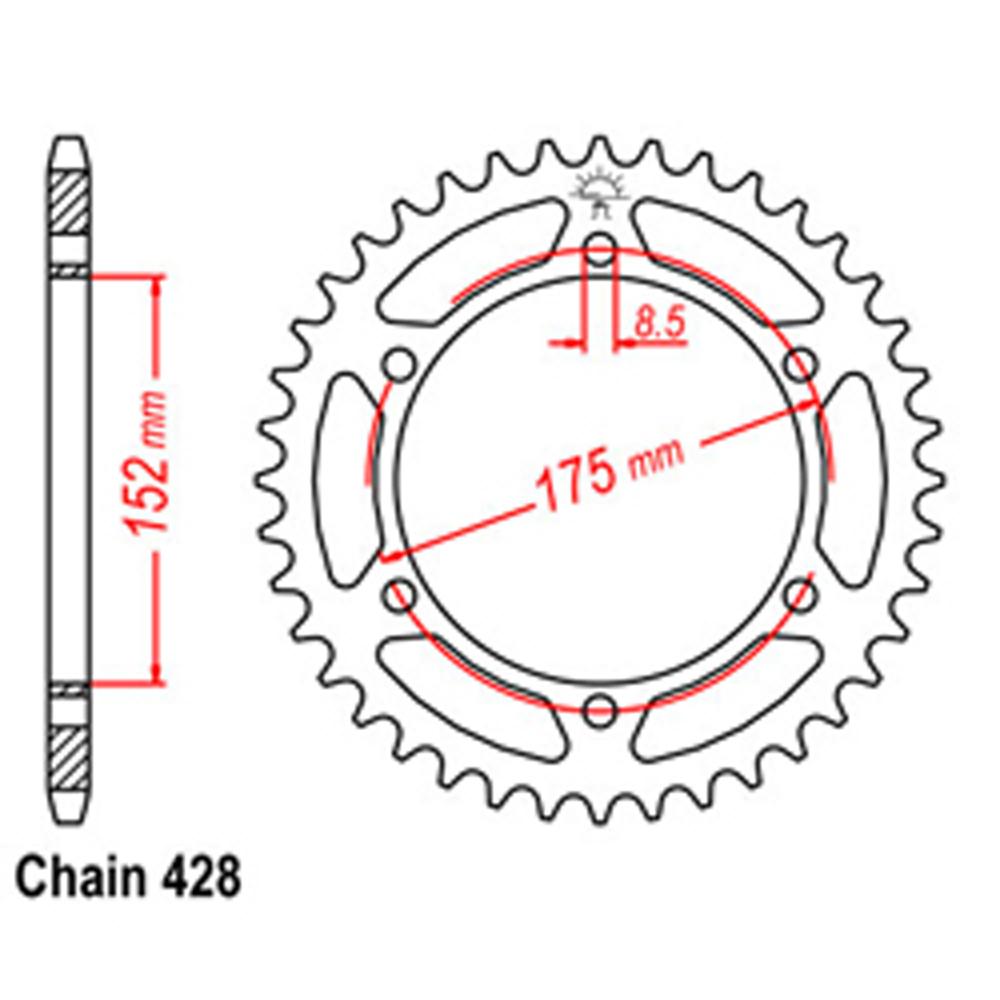 REAR SPROCKET - STEEL 55T 428P (32-3BN-55)