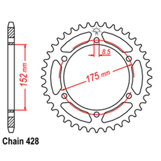 REAR SPROCKET - STEEL 55T 428P (32-3BN-55) Hover Image