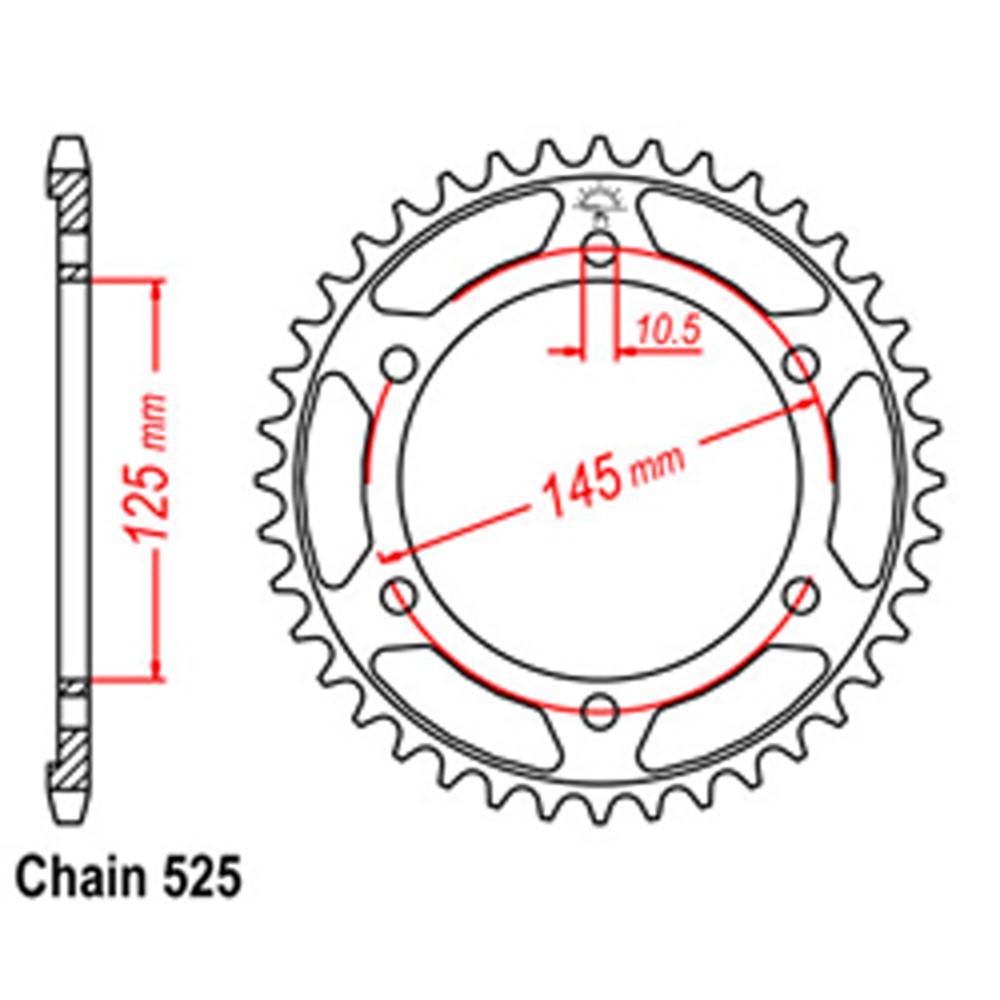 REAR SPROCKET - STEEL 44T 525P (32-3VD-44)