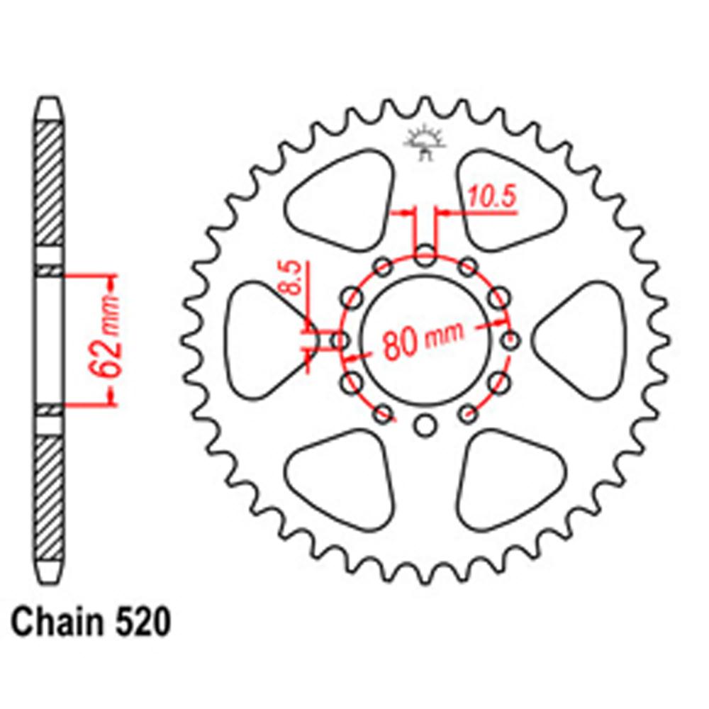 REAR SPROCKET - STEEL 43T 520P D/D (32-3Y1-43)