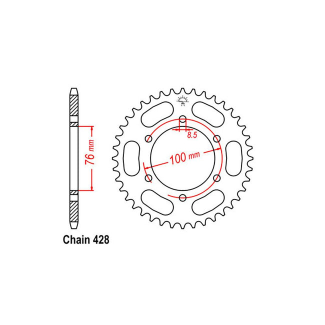 REAR SPROCKET - STEEL 42T 428P (32-5BP-42) Hover Image