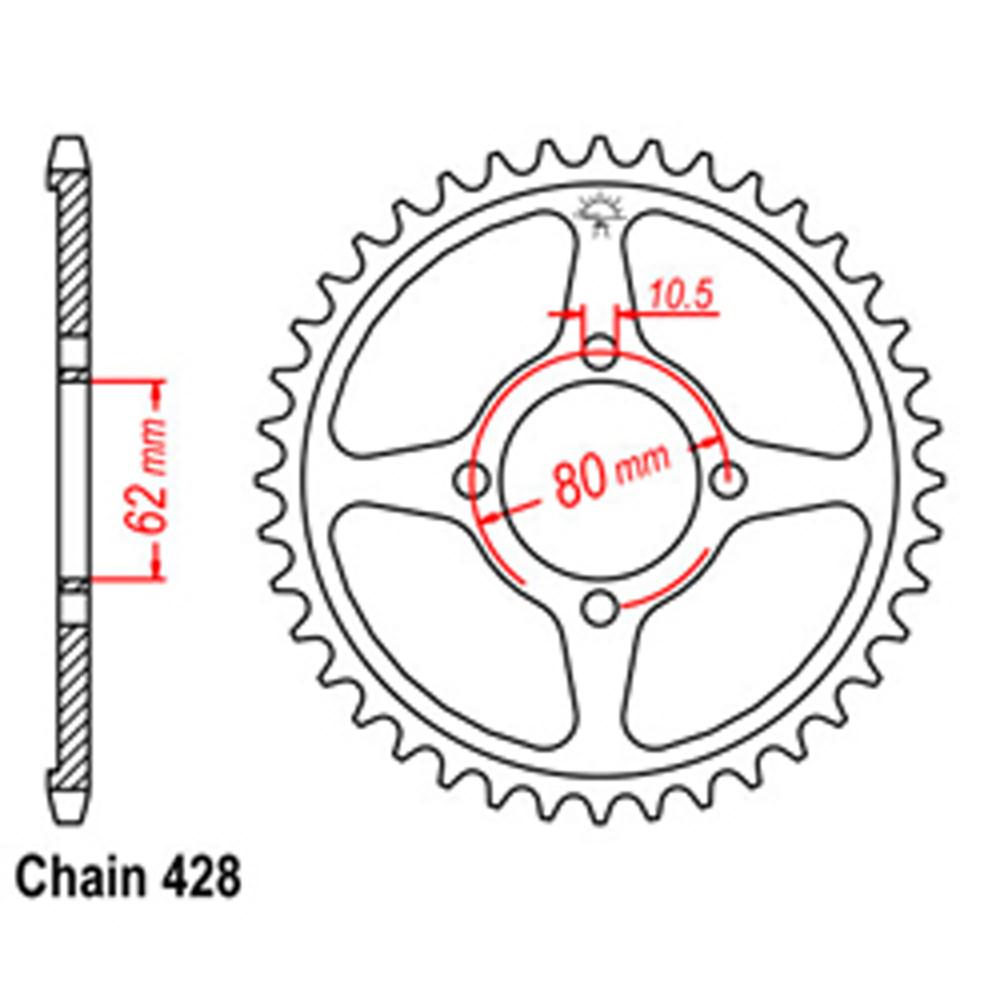 REAR SPROCKET - STEEL 54T 428P (32-5HP-54)
