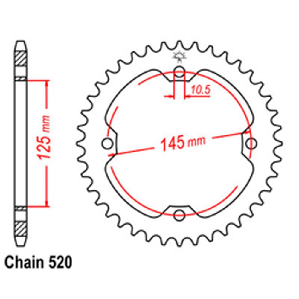 REAR SPROCKET - STEEL 40T 520P (32-5TG-40)