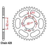 REAR SPROCKET - STEEL 49T 428P D/D (32-10V-49)