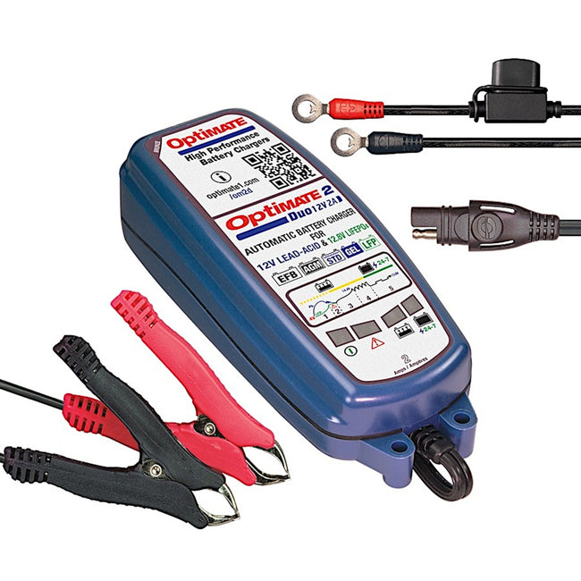 TecMate Optimate 2 DUO - Lithium and Lead Acid Smart Charger 2amp (24) Main Image