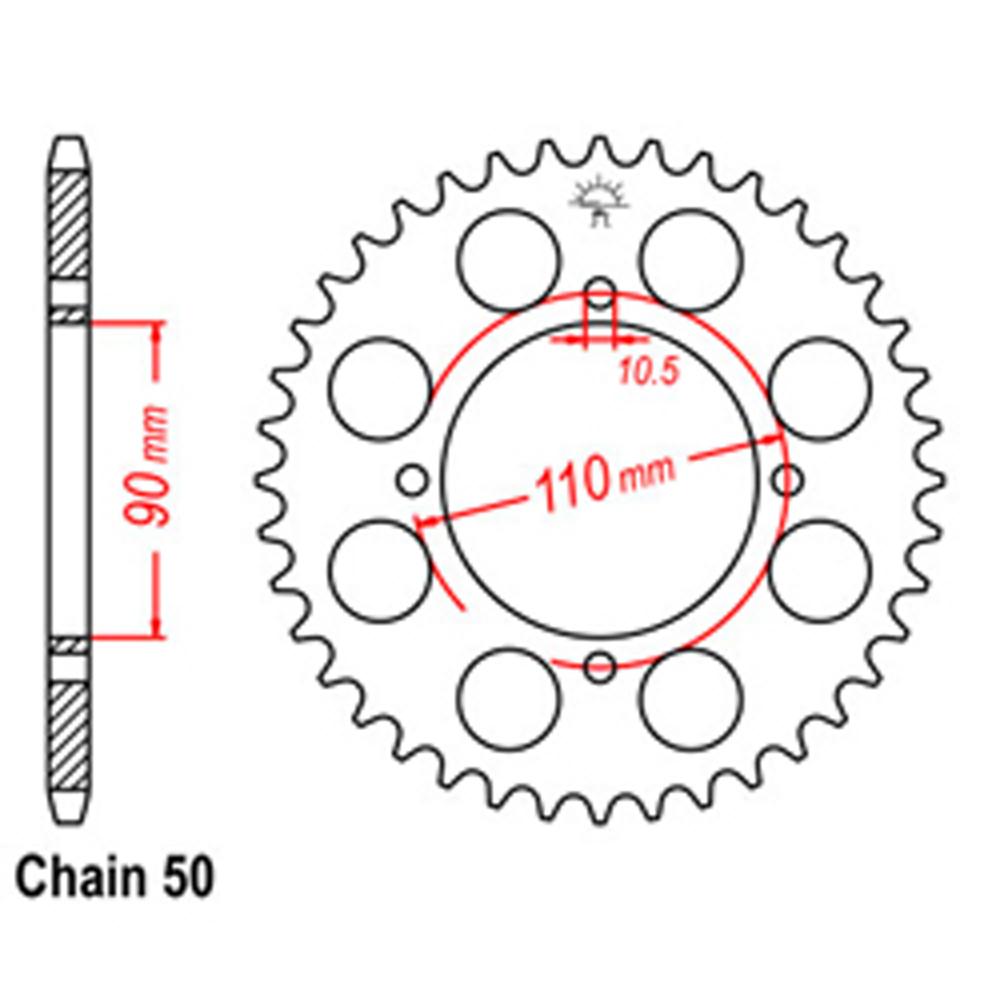 REAR SPROCKET - STEEL 38T 530P (32-12R-38)