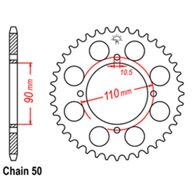 REAR SPROCKET - STEEL 38T 530P (32-12R-38) Hover Image