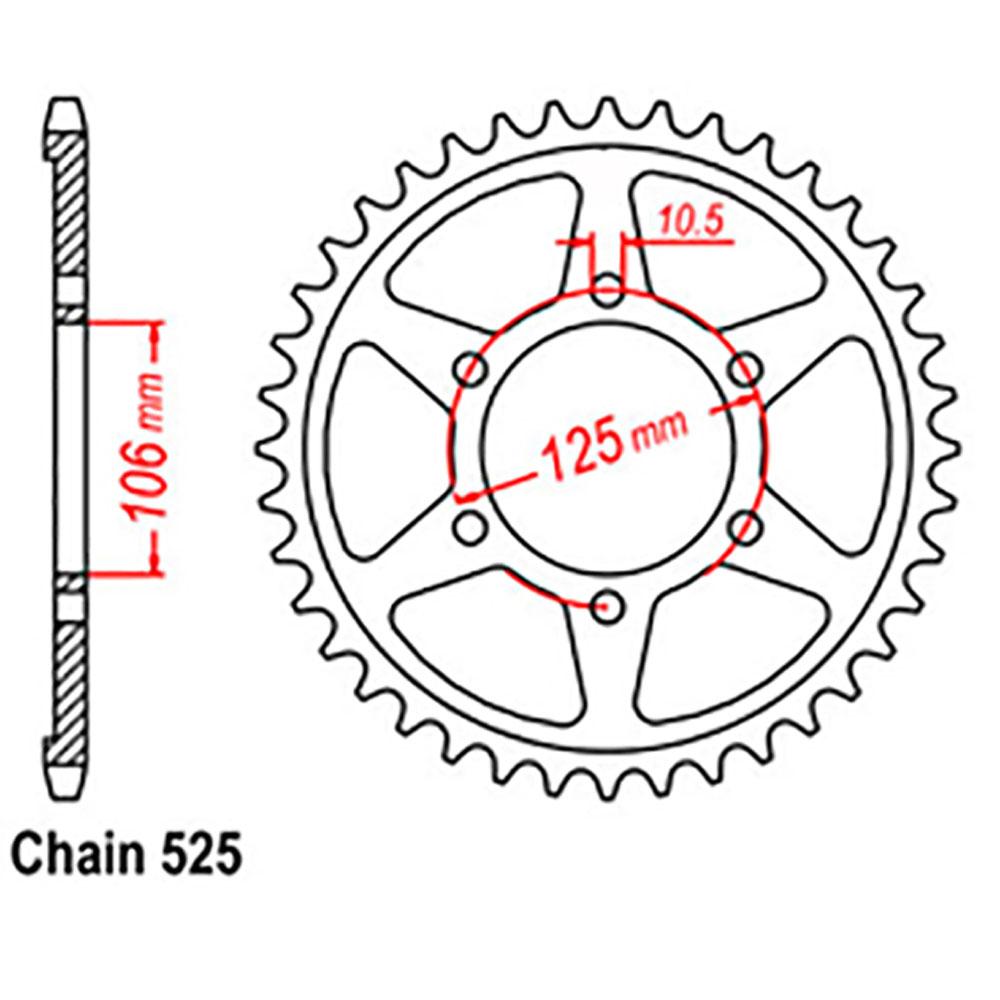 REAR SPROCKET - STEEL 50T 525P (42-T06-50)