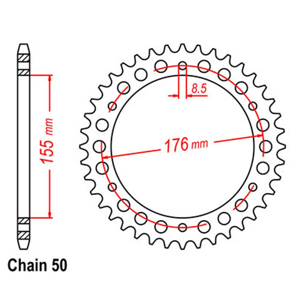 REAR SPROCKET - STEEL 45T 530P (42-T02-45)