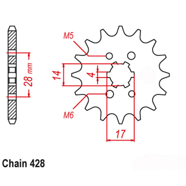 FRONT SPROCKET - STEEL  14T 428P (31-HF7-14) Hover Image