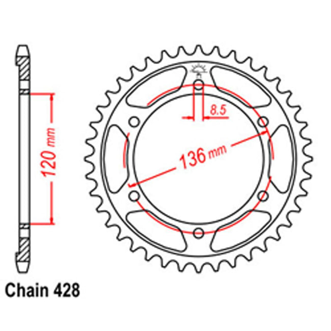 REAR SPROCKET - STEEL 51T 428P (32-1HX-51) Hover Image