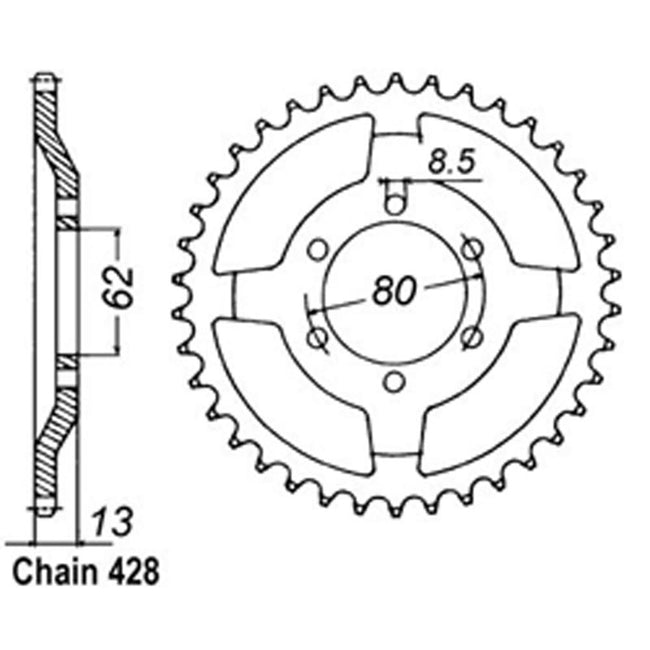 REAR SPROCKET - STEEL 45T 428P (32-1KH-45) Hover Image