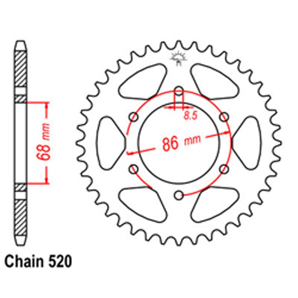 REAR SPROCKET - STEEL 37T 520P (32-002-37)