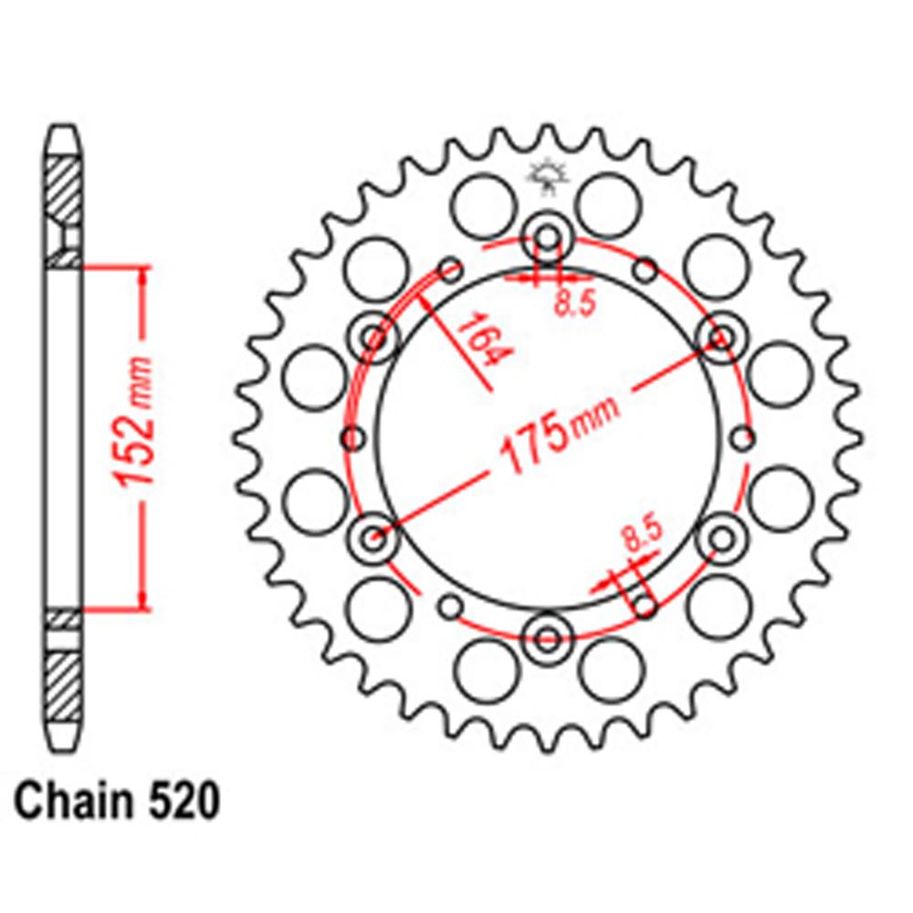 REAR SPROCKET - STEEL 42T 520P D/D (32-2H0-42)