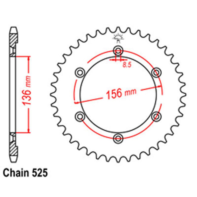 REAR SPROCKET - STEEL 43T 525P (32-32E-43) Hover Image