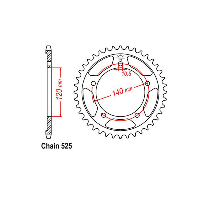 REAR SPROCKET - STEEL 40T 525P (32-35F-40) Hover Image