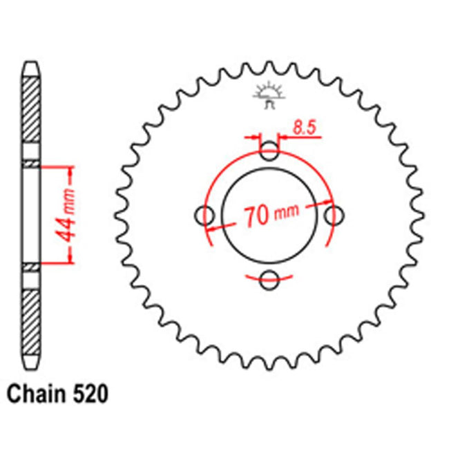 REAR SPROCKET - STEEL 22T 520P Hover Image