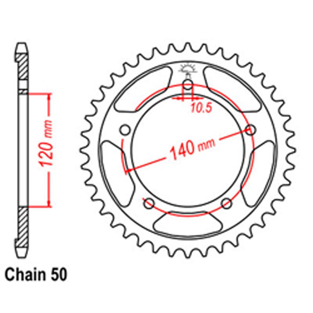 REAR SPROCKET - STEEL 43T 530P (32-40F-43)