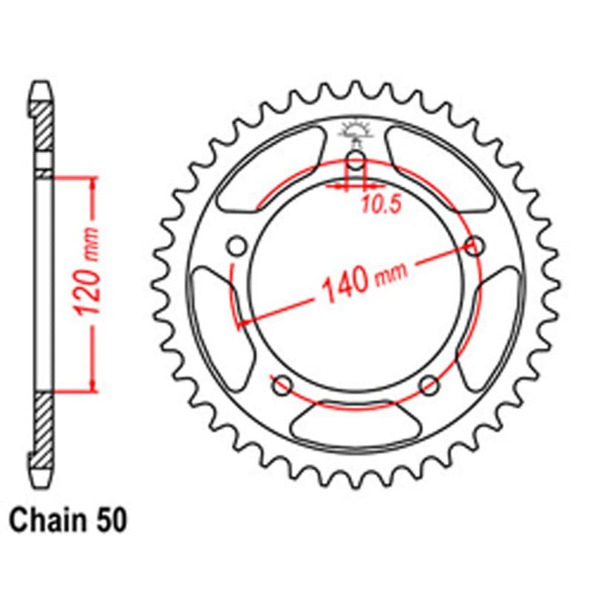 REAR SPROCKET - STEEL 43T 530P (32-40F-43) Hover Image