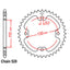 REAR SPROCKET - STEEL 38T 520P (32-041-38)