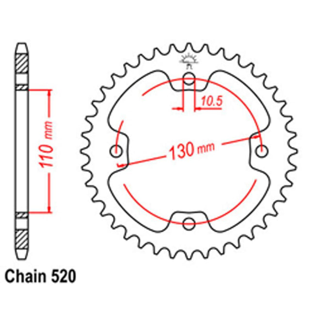 REAR SPROCKET - STEEL 38T 520P (32-041-38) Hover Image
