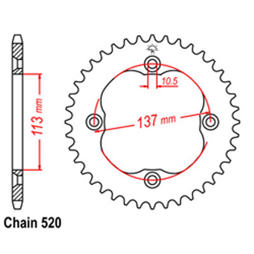 REAR SPROCKET - STEEL 38T 520P (32-45G-38)