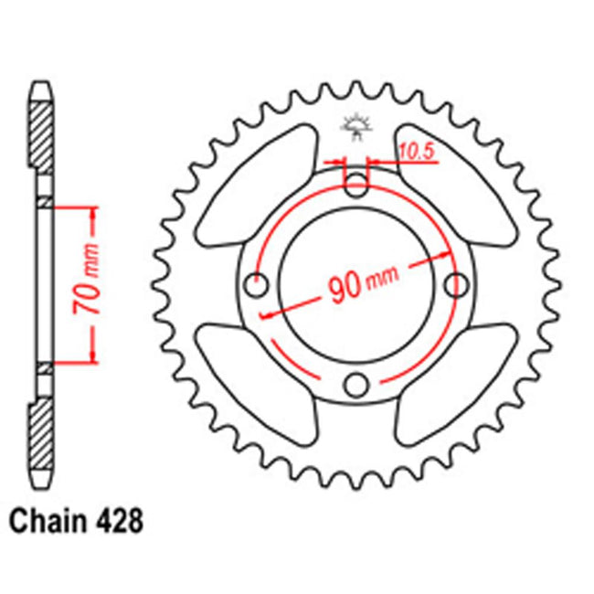 REAR SPROCKET - STEEL 45T 428P (32-45Q-45) Hover Image