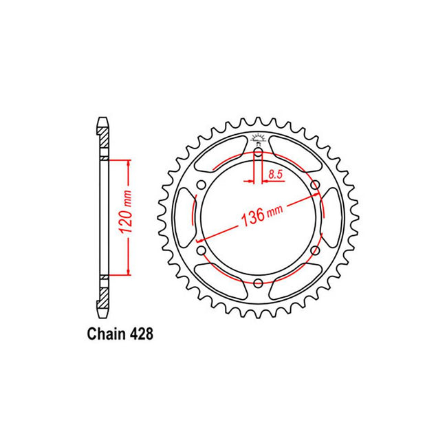 REAR SPROCKET - STEEL 48T 428P (32-1HX-48) Hover Image