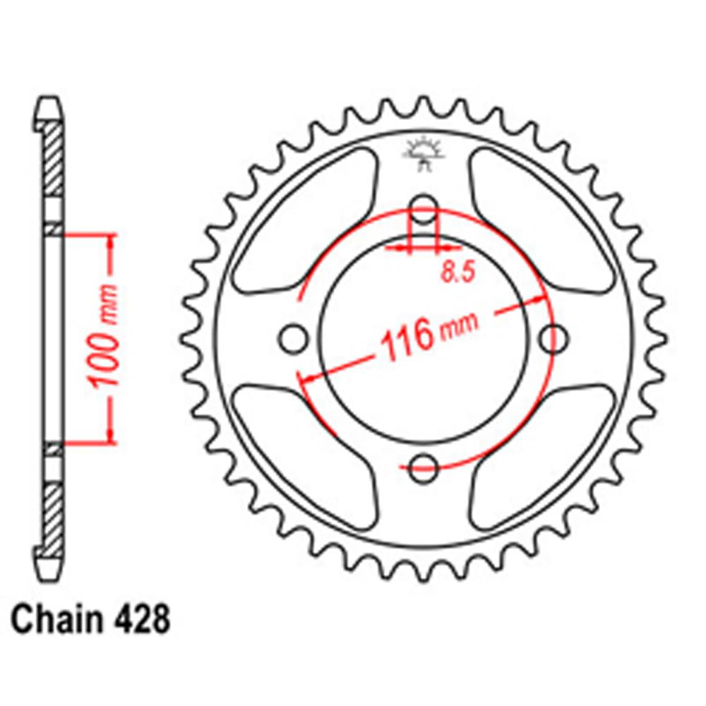 REAR SPROCKET - STEEL 50T 428P (32-056-50)