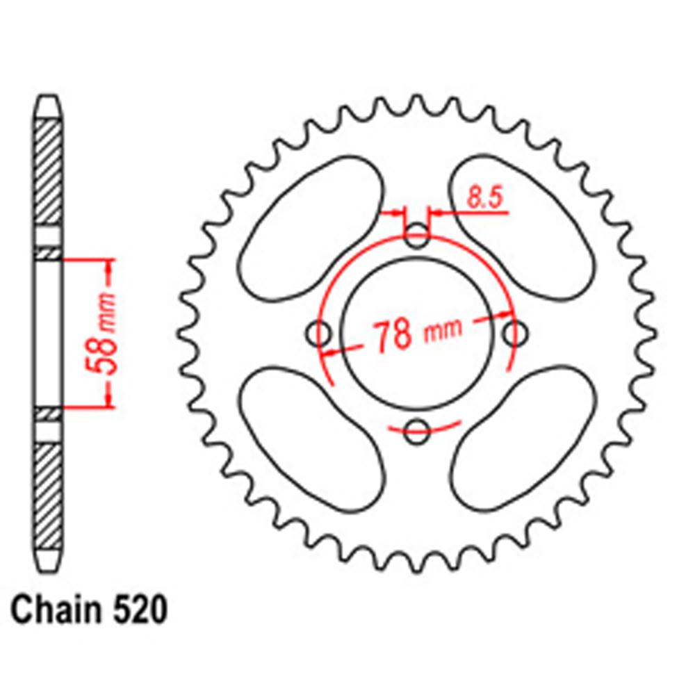 REAR SPROCKET - STEEL 38T 520P (32-103-38)