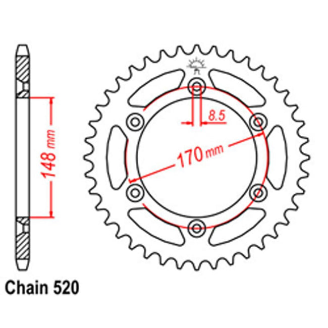 REAR SPROCKET - STEEL 47T 520P (32-142-47) Hover Image