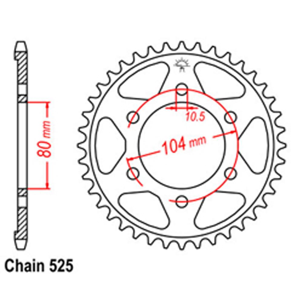 REAR SPROCKET - STEEL 43T 525P (32-146-43)