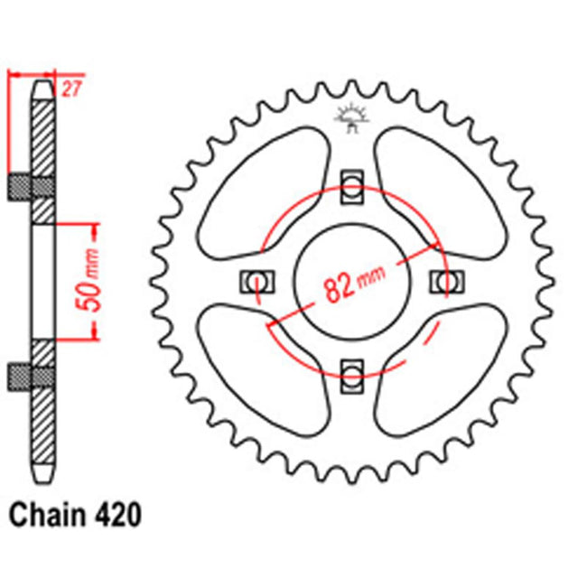 REAR SPROCKET - STEEL 46T 420P (32-153-46) Hover Image