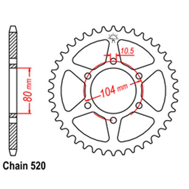 REAR SPROCKET - STEEL 43T 520P (32-163-43) Hover Image