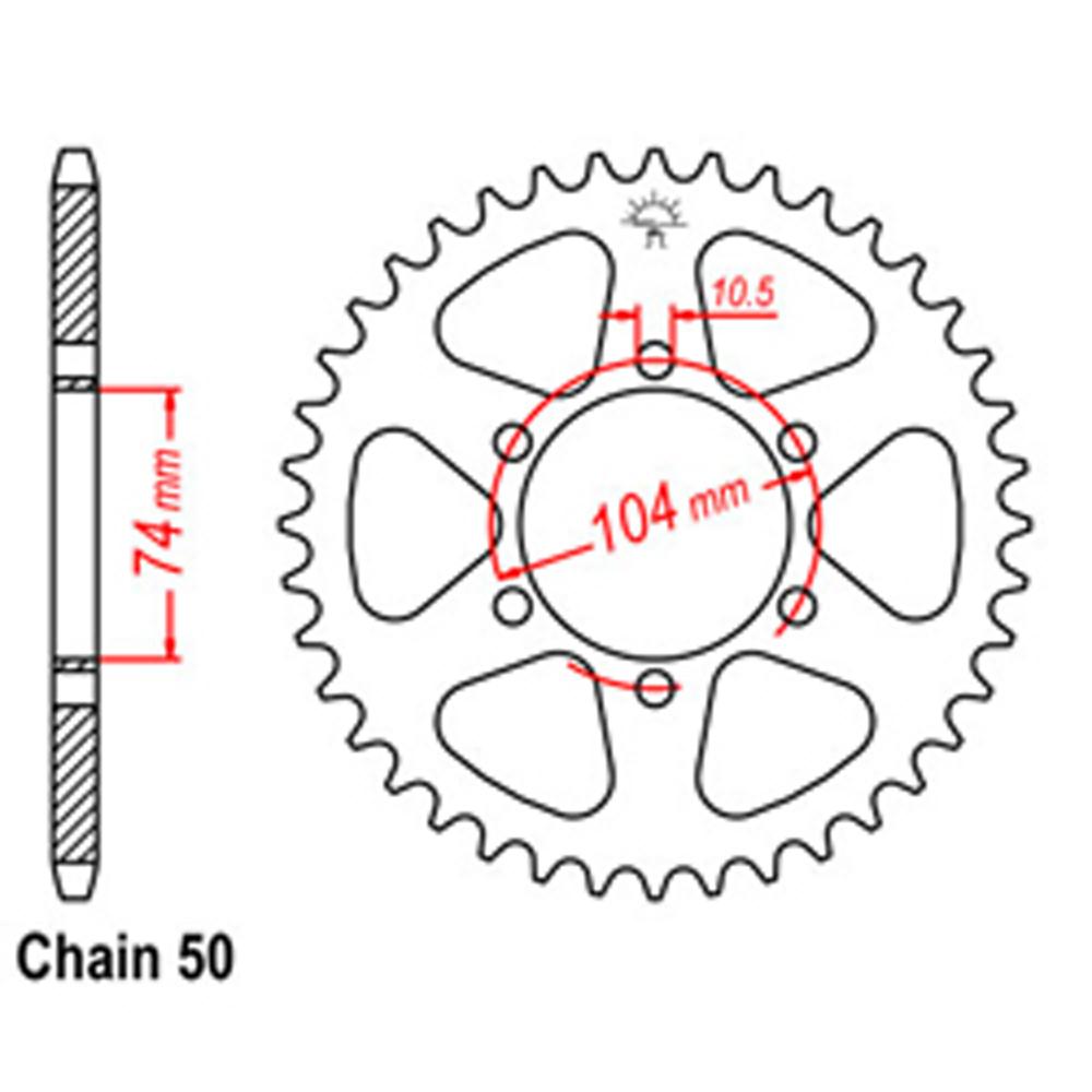 REAR SPROCKET - STEEL 42T 530P (32-165-42)