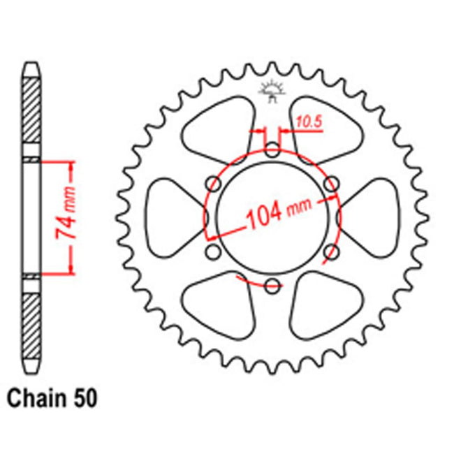 REAR SPROCKET - STEEL 42T 530P (32-165-42) Hover Image