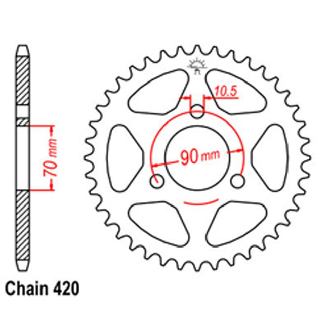 REAR SPROCKET - STEEL 47T 420P (32-169-47) Hover Image