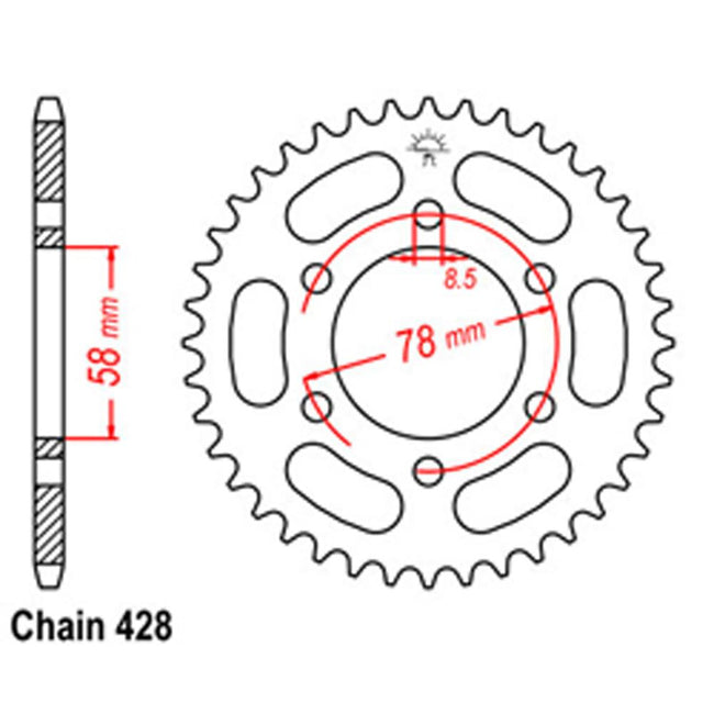 REAR SPROCKET - STEEL 37T 428P (32-173-37) Hover Image