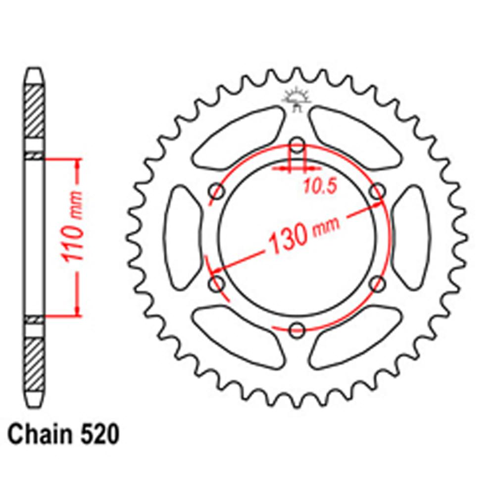 REAR SPROCKET - STEEL 38T 520P (32-192-38)