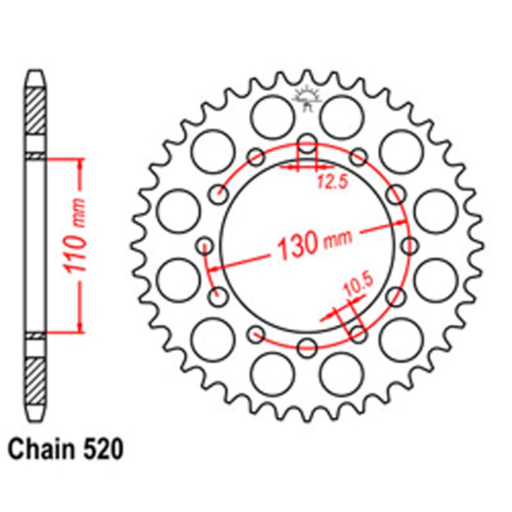 REAR SPROCKET - STEEL 44T 520P (32-K32-44)