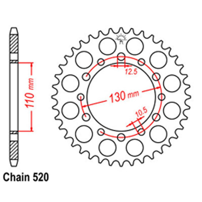 REAR SPROCKET - STEEL 44T 520P (32-K32-44) Hover Image