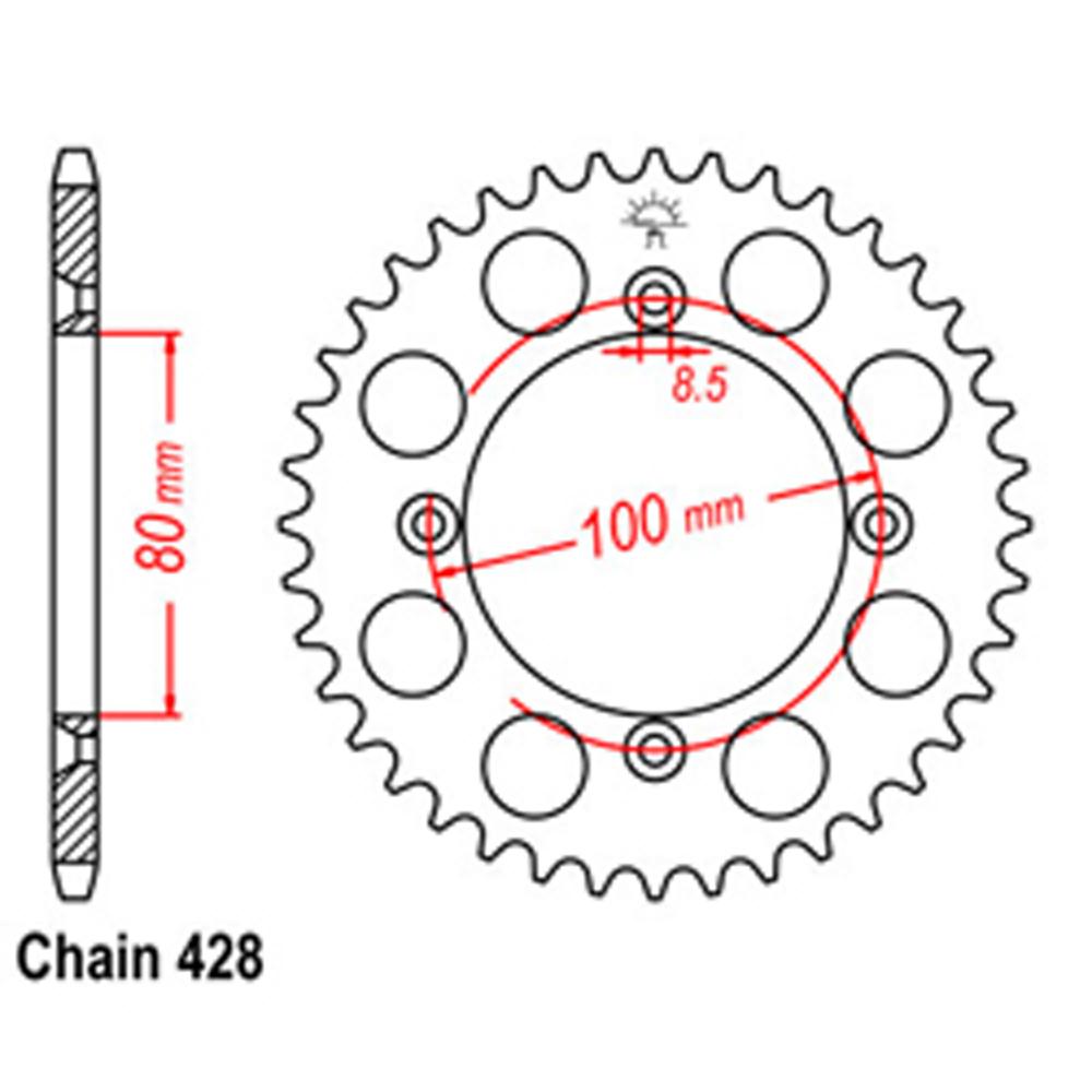 REAR SPROCKET - STEEL 50T 428P (32-KN4-50)