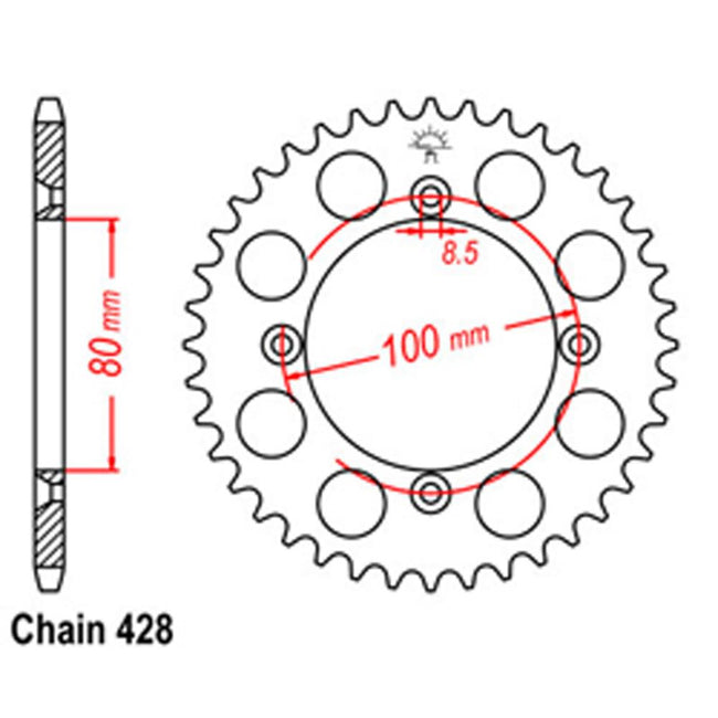 REAR SPROCKET - STEEL 50T 428P (32-KN4-50) Hover Image
