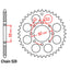 REAR SPROCKET - STEEL 41T 520P D/D (32-KP9-41)