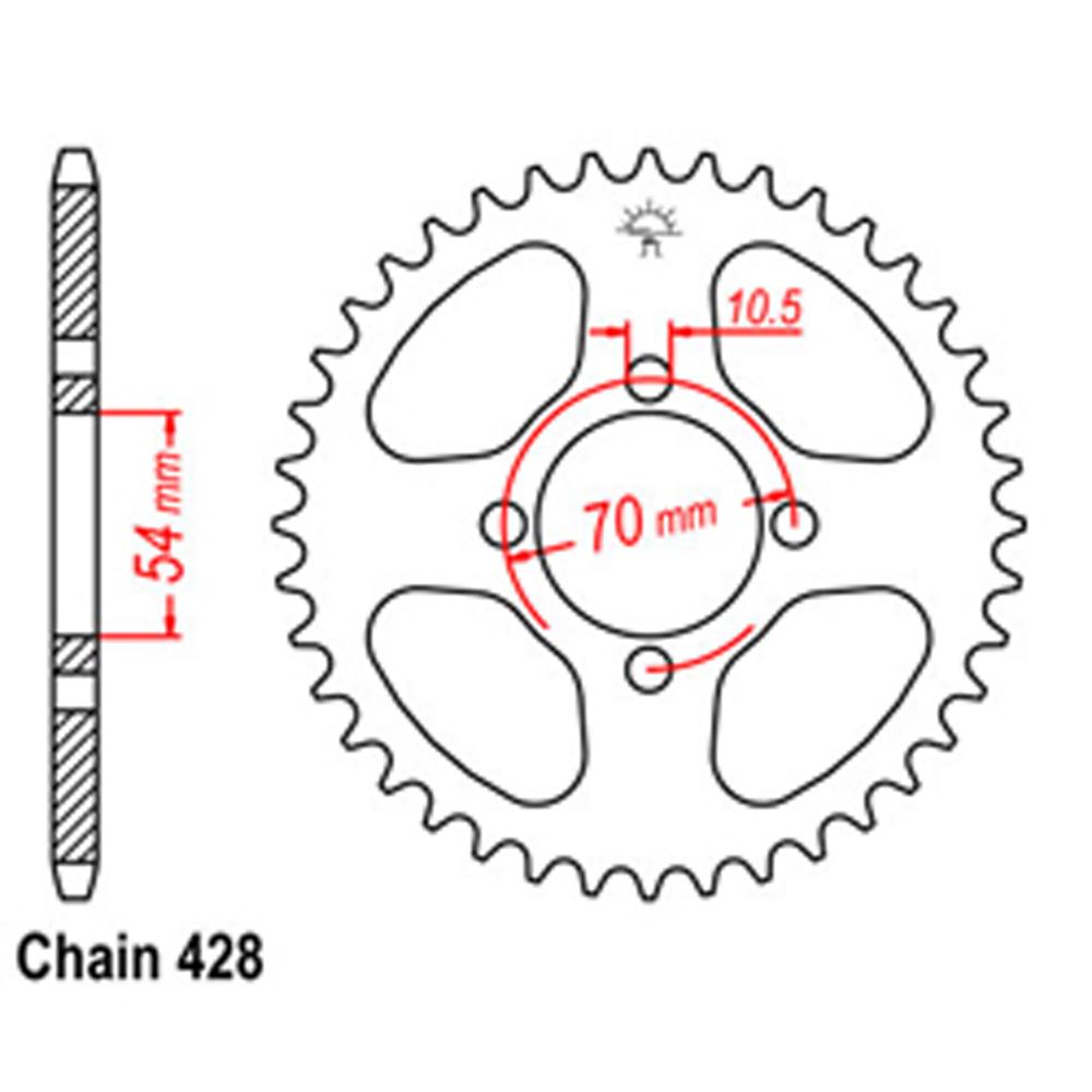 REAR SPROCKET - STEEL 42T 428P (32-KPP-42)